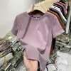 Camiseta de Manga Corta de Algodón Puro Gris de Gama Alta para Mujer, Cuello Redondo de Corte Ajustado, Nuevo Estilo Verano 2026, Top Base Adelgazante