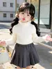 2026 Nuevo Estilo Coreano Suéter Versátil para Niñas con Adorno de Volantes Otoño Nuevo Ropa para Niños Cuello Alto Capa Base Moda