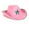 Sombrero de Vaquero Occidental para Role-Playing con Estrella de Lentejuelas, Sombrero de Protección Solar para Fiestas de Despedida de Soltero y Disfraces de Halloween