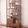 Estante de Exhibición de Madera Maciza, Gabinete Multifuncional Estilo Chino, Estante de Almacenamiento para Té, Adorno Divisor de Madera de Olmo, Gabinete de Exhibición de Almacenamiento para Sala de Té de Oficina