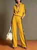 Conjunto de dos piezas a rayas con cuello alto más vendido de Amazon para mujer, con un cárdigan informal de estilo europeo y americano y pantalones largos de pierna ancha, perfecto para ventas transfronterizas