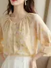 La popular explosión de este año, única, hermosa, camisa pequeña, súper atractiva, floral, gasa, manga corta, camisa para mujer, primavera 2025, nueva