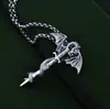 Pingente Cavaleiro Dragão em Prata Esterlina S925 Personalidade Masculina Tendência Estilo Europeu e Americano Pingente Colar de Dragão Joias Vintage Atacado