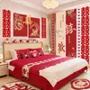 Conjunto de Layout de Quarto de Casamento Chinês Placa KT Dragão e Fênix Adesivos Palavra Feliz Decoração de Casamento Sala de Estar Quarto Conjunto Completo de Parede de Fundo para Latte Art