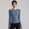 Roupa Base Justa para Outono e Inverno, Roupas de Yoga Justas para Mulheres, Tops Esportivos de Corrida de Secagem Rápida, Roupas Elásticas de Pilates para Afinar e Fitness, Mangas Longas