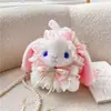 Bolsa de Pelúcia Coelho Lolita Boneca Pingente Fofa Brinquedo de Menina Bolsa Transversal Bolsa de Mão Bolsa de Armazenamento