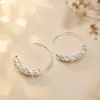 Brincos de Argola Minimalistas Brilhantes com Cristal Prata Versátil Luxo Leve Design de Nicho Brincos de Tarraxa de Alta Qualidade Brincos de Verão Pingentes de Orelha