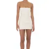 Vestido Bustier Strapless Estilo Deseo Puro LUCYINTH con Textura Plisada 3D, Corte Ajustado, Bodycon, Longitud Corta, Estilo Hot Girl