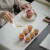 Moji Juego de Té Kung Fu Frijol Rojo Poco Profundo Traje Caja de Regalo Hogar Juego Completo de Té Juego de Tazas con Tapa de Grulla Bronceada