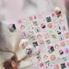 Año del Caballo Festival de Primavera Pegatinas para Uñas Repujadas Lindas de Dibujos Animados Pony Rojo Cisne Parche a Cuadros Pegatinas Nuevas para Uñas de Año Nuevo