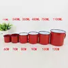 Taza Grande Roja Esmaltada Taza con Boca Roja Taza para Hornear Pastel con Boca Taza Exterior Roja Interior Blanco Taza con Boca Tanque de Té Esmaltado Taza con Boca Roja