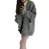 Suéter Novo Estilo 2026 para Mulheres, Cardigan Estilo College, Jaqueta Cardigan Tricotada Versátil Cor Sólida, Gola V Solta, Estilo Coreano Estudantil