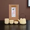 Bule de Chá Ge Ware com Esmalte Craquelado e Alça, Conjunto de Chá com Um Bule e Seis Xícaras, Conjunto Completo Kung Fu, Estojo de Couro Portátil para Viagem, Presente