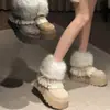 Botas de Nieve para Mujeres de Baja Estatura 2026 Nuevo Otoño Forradas de Terciopelo Cálido Zapatos de Algodón Aumentadores de Altura Botas de Piel Suela Gruesa Botas Cortas