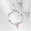 Pulsera de Perlas con Colgante de Conejo Plateado Pequeño Versátil de Lujo Ligero Estilo Francés para Mujer Joyería Nicho de Alta Gama que No se Desvanece