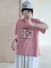 Camiseta de Algodão com Floco de Neve, Gola Redonda, Corte Justo, Mangas Curtas Versáteis, Segunda Remessa de Verão, Em Estoque para Atacado, Vendas de Alto Volume na Loja Física