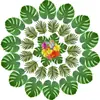 Simulação de folha de palmeira tropical, folha de tartaruga, planta artificial, festa havaiana, decoração de praia na selva