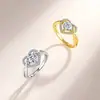 Anillo de Plata de Ley S925 con Corazón Envolvente y Moissanita para Mujer, Cuatro Garras, Piedra Redonda, Brazo Retorcido, Anillo de Compromiso, Fábrica de Origen de Joyería