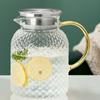 Padrão de martelo de grãos de arroz grande capacidade garrafa de água fria Lexiang filtro de tampa de aço inoxidável doméstico vidro de borosilicato garrafa de água fria de suco