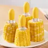 Tenedor de Acero Anti-quemaduras para Maíz, Herramienta Doméstica Creativa para Comer Camotes, Barbacoa, Brochetas de Frutas, y para que los Bebés Muerdan Maíz sin que se les Pegue en las Manos