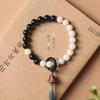 Pulseira de contas redondas de Bodhi branco original ecológico de material antigo Zen pulseira de Ébano corda trançada Wenwan de mão