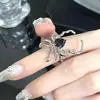 Venta al por mayor de Anillos Abiertos de Zirconia de Mariposa de Segunda Mano, Anillos de Índice Ajustables Vintage con Forma de Corazón de Lujo Ligero de Nicho de Gama Alta para Mujeres