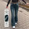 AliExpress Wish Pantalones Largos Acampanados Versátiles de Moda para Mujer Estilo Callejero Americano Jeans de Moda