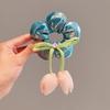 Novo Scrunchie de Lótus Xadrez Estilo Coreano para Mulheres, Prendedor de Rabo de Cavalo Alto Elástico Suave Estilo Coreano