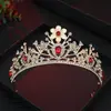 Corona de Forma de Flor de Lujo Ligero Incrustada con Pedrería Cristal Súper Brillante Corona de Novia Fiesta de Boda Tocado de Celebridad de Internet Popular en la Frontera