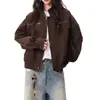 Chaqueta de Trabajo Estilo Granero Americano con Cuello Alto para Hombre y Mujer, Otoño Vintage Versátil Moderna Abrigo Estilo Holgado Casual