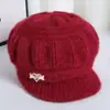 Chapéu Quente com Aba Larga para Mães de Meia-Idade e Idosas, Chapéu de Tricô de Vovó para Outono e Inverno, Forrado com Fleece e Espesso, Peça Única