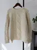 Outono e Inverno Novo Gola Redonda Retrô Xadrez Trançado Pulôver Estilo Coreano Solto Estilo Preguiçoso Malha Top Roupas Femininas