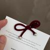 Horquilla de lazo de terciopelo rojo navideño otoño e invierno clip lateral temperamento clip para flequillo femenino clip de alto sentido tocado
