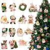 Ornamento Pendente Rosa Amazon Decoração de Natal de Madeira Retrô Decoração de Árvore de Natal Pendente Rústico de Fazenda