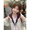 Chaqueta Corta Estilo Americano Perezoso Chic de Rayas Tres Rayas para Primavera y Otoño Chaqueta de Béisbol Sudadera para Mujer Cárdigan de Principios de Otoño para Mujer