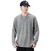 Camiseta de Manga Larga para Hombre Estilo Japonés Retro Tendencia Color Sólido Cuello Redondo Versátil Casual Top Texturizado