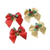 Serie Navideña Lazos de Campana, Decoraciones para Árbol de Navidad, Adornos para Zapatos y Calcetines, Materiales de Cinta de Seda Dorada, Accesorios, Lazos Festivos