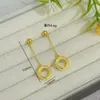 Tienda de Oro Mismo Estilo Pendientes de Borla de Calabaza Escama de Dragón Chapados en Oro, Nuevos Pendientes de Tachuela de Trébol de Cuatro Hojas Estilo Chino Largo, Pendientes de Moda y Elegantes