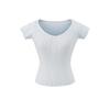 Temperamento Dulce y Femenino, Mostrando Pecho y Cintura, Camiseta Fina de Manga Corta para Mujer, Nuevo Estilo Verano 2025 Top de Punto con Rayas de Malla Pura