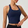 Chaleco Deportivo Cruzado de Tela Cepillada con Espalda Nadadora para Mujer, Ajustado de Secado Rápido Casual para Correr Fitness Ropa de Yoga 8819