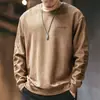 Jaqueta moletom gola redonda estilo retrô americano para homens, roupas de camurça para primavera e outono, tamanho grande, modelagem solta, top moderno de manga comprida