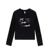 Camiseta Ajustada de Manga Larga Estilo Americano Picante para Mujer, Nueva Colección Primavera y Otoño 2026 con Estampado de Caricatura y Letras, Top Básico