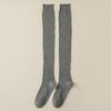 Nuevos Calcetines de Punto Doble Versátiles Estilo Miu para Mujer para Otoño e Invierno, Calcetines de Caña Larga, Antideslizantes, Cálidos, de Color Sólido