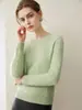 Suéter de punto clásico para mujer con cuello redondo 100% cachemira, nueva camiseta básica simple de otoño e invierno, top pullover suave y amigable con la piel