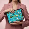 Necessaire de Maquiagem com Estampa de Futebol da Copa do Mundo Transfronteiriça para Mulheres, Bolsa de Higiene Pessoal de Malha Portátil, Bolsa de Armazenamento para Pincéis de Maquiagem e Batons