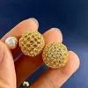 Fuente en Vivo Medio Antiguo D Hogar Estilo Coreano Perla Colgante Hueco Completamente Diamante Pendientes Mujer Viento Frío Personalidad Pendientes