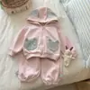 Conjunto Deportivo de Otoño para Niñas 2026 Nueva Moda Bebé Dibujos Animados Sudadera con Capucha Pantalones Conjunto de Dos Piezas para Niños