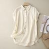Camisa de manga corta de algodón Real Shot Commuter de verano para mujer, nueva camisa informal de diseño Sense Niche, top pequeño de verano