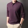 Camisa Polo Multicolor de Algodón Puro Estilo Nuevo Primavera y Otoño Camiseta de Manga Larga con Cuello de Solapa de Negocios Transpirable Casual para Hombre