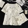 Conjunto de dos piezas con copas, estilo muñeca de algodón nube, estilo lindo y femenino, ropa de casa para estudiantes, pijama dulce y cómodo, estilo coreano